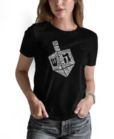 La Pop Art Women's Hanukkah Dreidel Word Short Sleeve T-shirt
