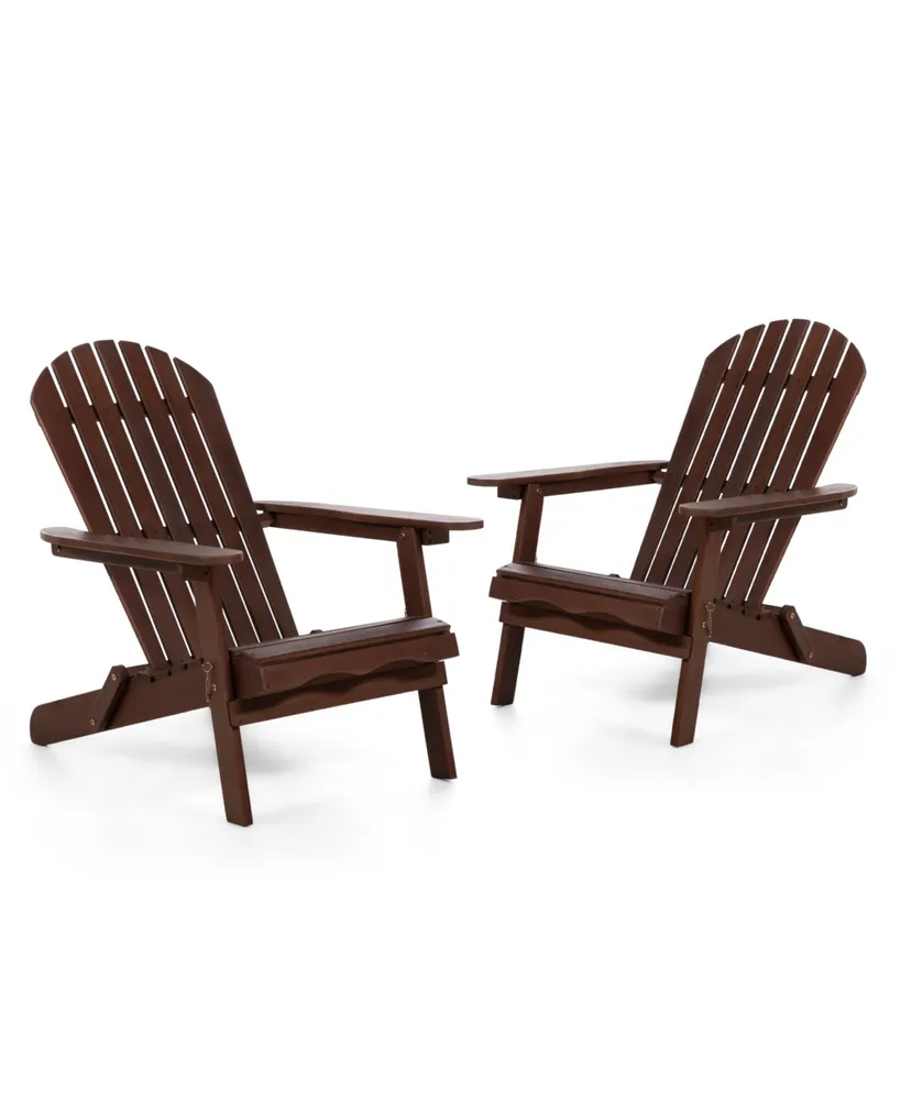 Furniture of America 2 Piece Outdoor Eucalyptus Wood Folding Adirondrack Chairs