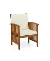 Furniture of America 4 Piece Acacia Patio Conversation Set with Removable Cushions