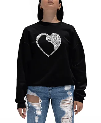 La Pop Art Women's Dog Heart Word Crewneck Sweatshirt