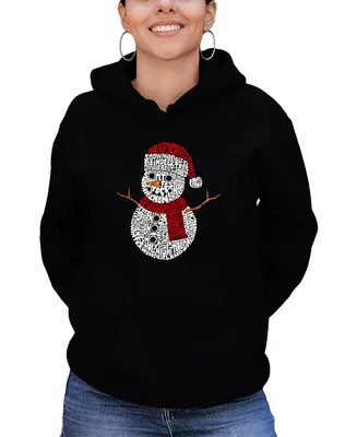 La Pop Art Women's Christmas Snowman Word Hooded Sweatshirt
