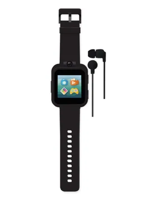 Playzoom Kids Solid Black Silicone Smartwatch 42mm Gift Set