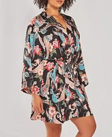 iCollection Plus Silky Soft Short Printed Robe