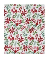 Kate Aurora Holiday Living Christmas Floral Poinsettia & Ferns Ultra Soft & Plush Throw Blanket - 50 in. W x 60 in. L