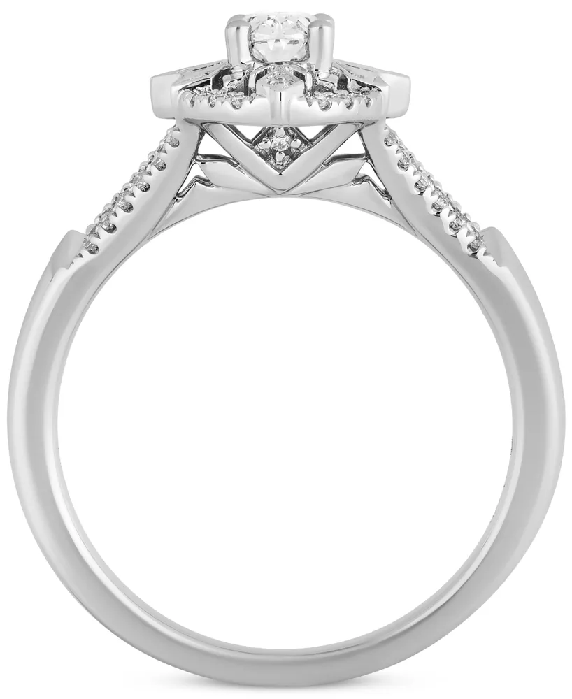 Enchanted Disney Fine Jewelry Diamond Oval Halo Elsa Ring (5/8 ct. t.w.) in 14k White Gold