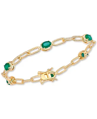 Emerald Rope Link Bracelet (3 ct. t.w.) Gold-Plated Sterling Silver (Also Ruby & Sapphire)