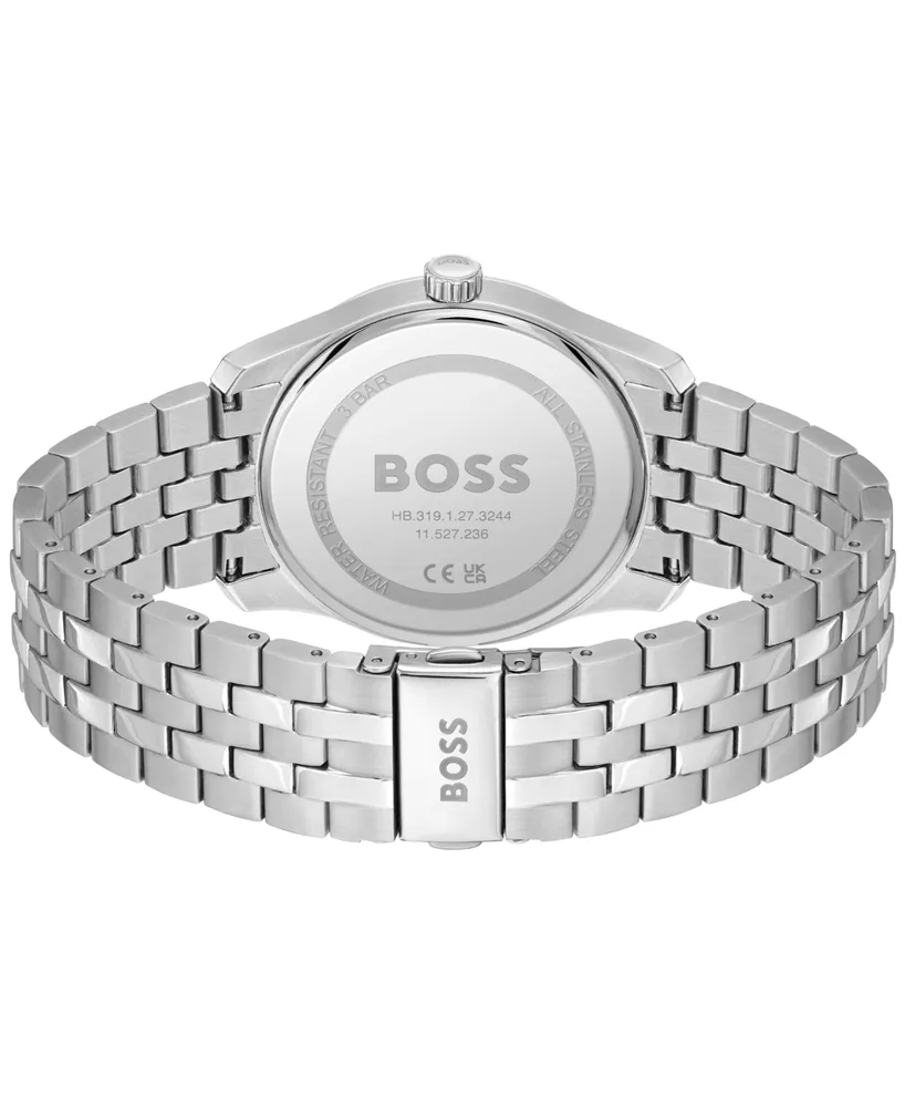 Hugo Boss Men's Principle Quartz Basic Calendar Silver-Tone Stainless Steel Watch 41mm