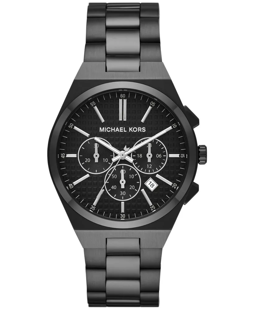 Michael Kors Men's Lennox Chronograph Black Stainless Steel Watch 40mm