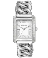 Michael Kors Women's Emery Three-Hand Silver-Tone Stainless Steel Watch 40 x 31mm - Silver