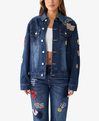 True Religion Women's Oversized Jimmy Jacket with Patches