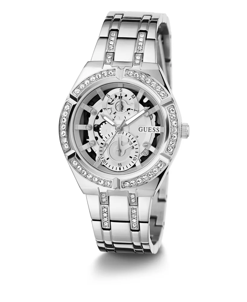 Guess Women's Multi-Function Silver-Tone Stainless Steel Watch 36mm - Silver