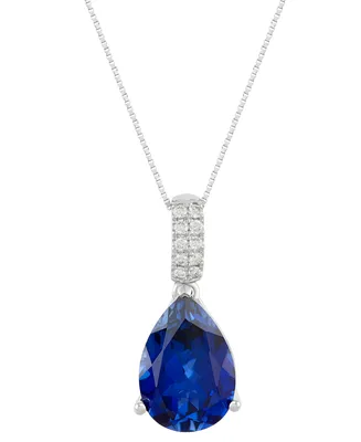 Grown With Love Lab Grown Sapphire (5 ct. t.w.) & Lab Grown Diamond (1/10 ct. t.w.) 18" Pendant Necklace in 14k White Gold