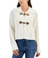 Sugar Moon Juniors' Cable-Knit Toggle-Front Cardigan