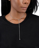Adornia Rhodium-Plated Crystal Lariat Tennis Necklace, 15" + 2-1/4" extender