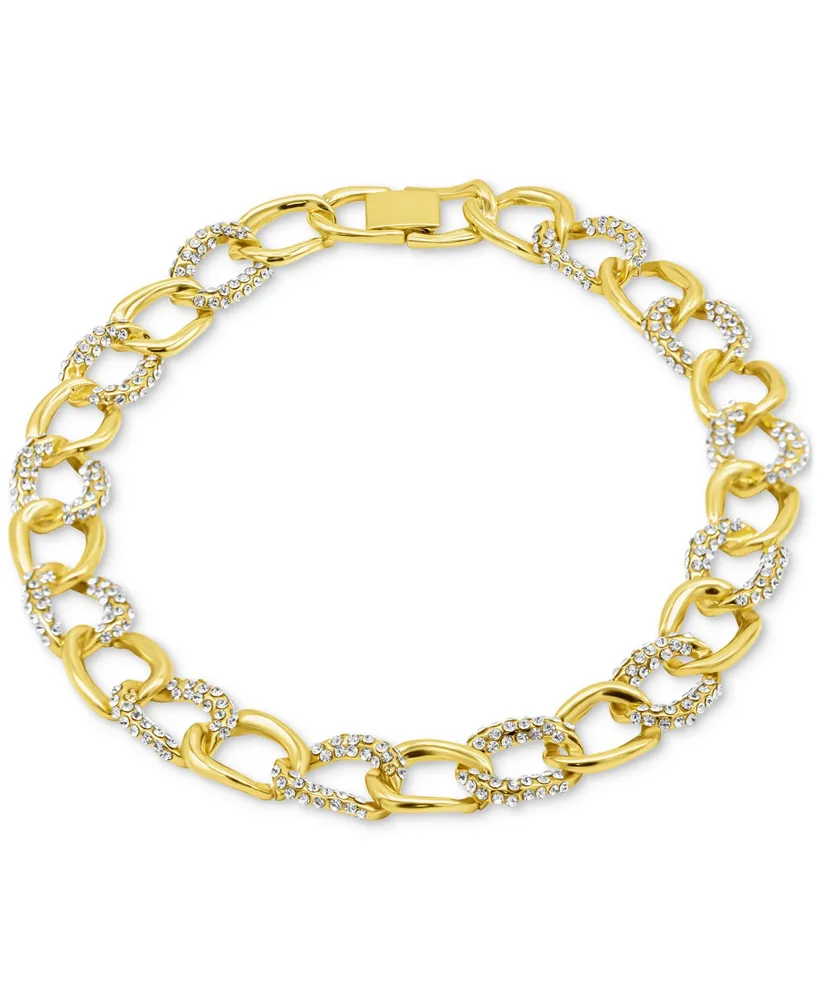 Adornia Gold-Tone Crystal Chunky Chain Link 16-1/2" Necklace