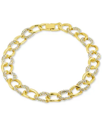 Adornia Gold-Tone Crystal Chunky Chain Link 16-1/2" Necklace