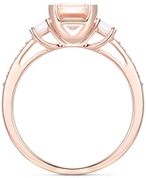 Lab-Grown Morganite (1-3/8 ct. t.w.) & White Sapphire (1/3 Three Stone Ring 14k Rose Gold-Plated Sterling Silver (Also Addit