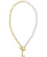 Adornia 14k Gold-Plated Paperclip Chain & Mother-of-Pearl Initial A 17" Pendant Necklace