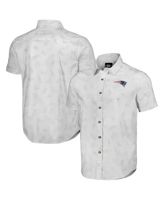 Men's Nfl x Darius Rucker Collection by Fanatics White New England Patriots Woven Short Sleeve Button Up Shirt