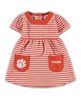 Girl's Toddler Orange Clemson Tigers Striped Dress with Pockets