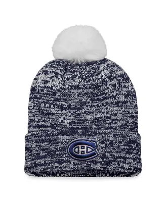 Women's Fanatics Navy Montreal Canadiens Glimmer Cuffed Knit Hat with Pom