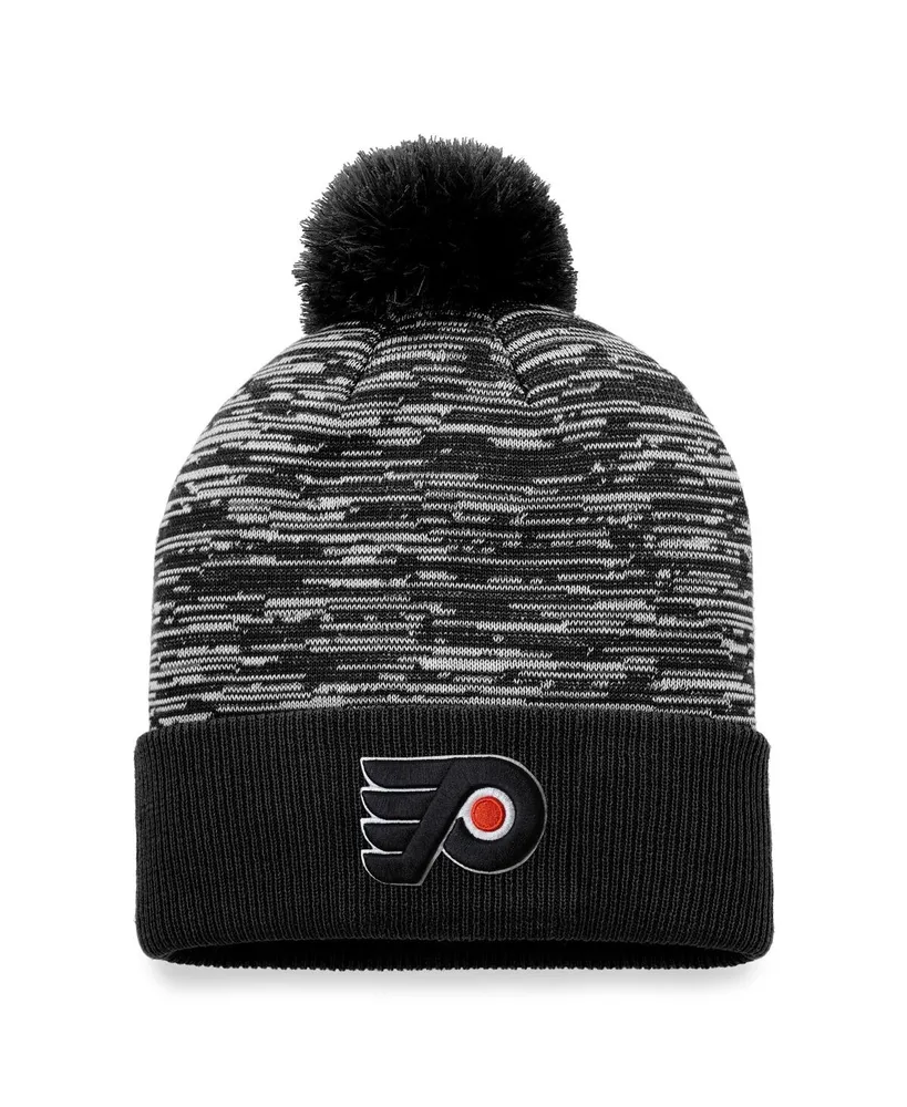 Men's Fanatics Black Philadelphia Flyers Defender Cuffed Knit Hat with Pom