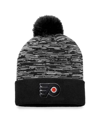 Men's Fanatics Black Philadelphia Flyers Defender Cuffed Knit Hat with Pom