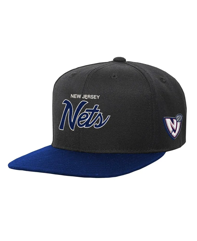 Big Boys and Girls Mitchell & Ness Black New Jersey Nets Team Script Snapback Hat