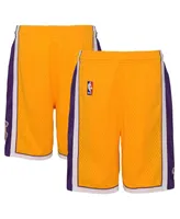 Big Boys Mitchell & Ness Gold Los Angeles Lakers Hardwood Classics Swingman Shorts