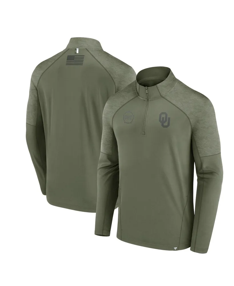 Men's Fanatics Olive Oklahoma Sooners Oht Military-Inspired Appreciation Titan Raglan Quarter-Zip Jacket