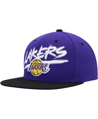 Men's Mitchell & Ness Purple, Black Los Angeles Lakers Hardwood Classics Soul Transcript Snapback Hat