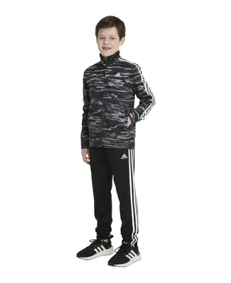 adidas Big Boys Long Sleeve Printed Tricot Jacket and Pant, 2-Piece Set