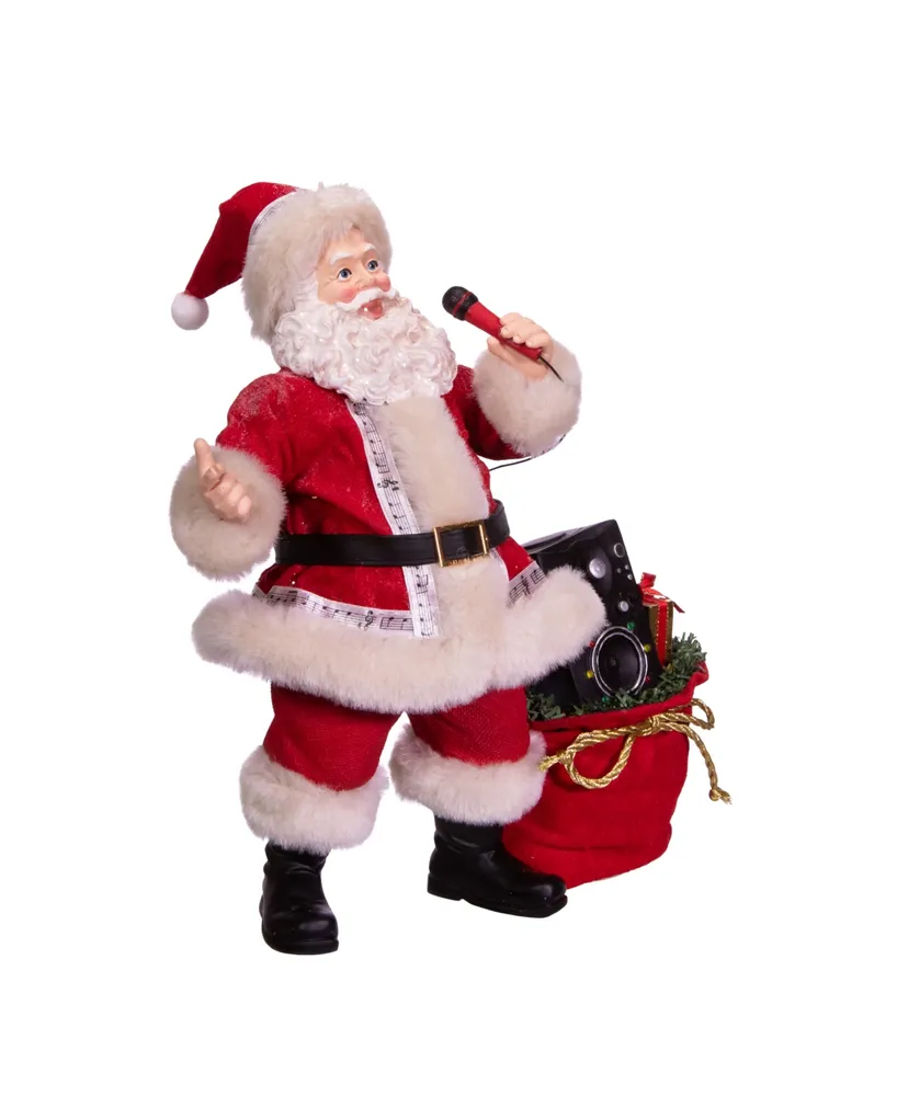 Kurt Adler 10.5" Battery-Operated Fabriche Musical Karaoke Santa