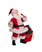 Kurt Adler 10.5" Battery-Operated Fabriche Musical Karaoke Santa