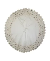 Kurt Adler 60" Beads Scalloped Ivory Embroidered Tree Skirt