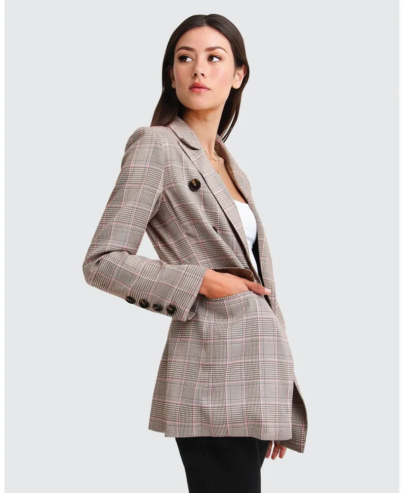 Belle & Bloom Women's Women Too Cool For Work Plaid Blazer