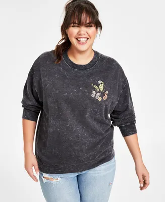 Rebellious One Trendy Plus Distressed Graphic Print Sweatshirt