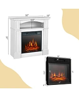 32" 1400W Electric Fireplace Mantel Tv Stand Space Heater W/ Shelf