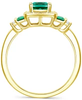 Lab-Grown Emerald (3/4 ct. t.w.) & Lab-Grown White Sapphire (1/6 ct. t.w.) Statement Ring in 14k Gold-Plated Sterling Silver