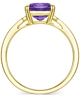 Amethyst (1-7/8 ct. t.w.) & Lab-Grown White Sapphire (1/10 Cushion Ring 14k Gold-Plated Sterling Silver (Also Additional Gemstones)