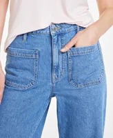 On 34th Women's Patch-Pocket Wide-Leg Jeans, Created for Macy's