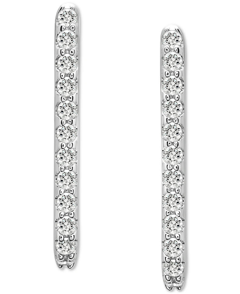 Wrapped Diamond Squared Open Hoop Earrings (1/6 ct. t.w.) in 14k White Gold, Created for Macy's