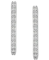 Wrapped Diamond Squared Open Hoop Earrings (1/6 ct. t.w.) in 14k White Gold, Created for Macy's
