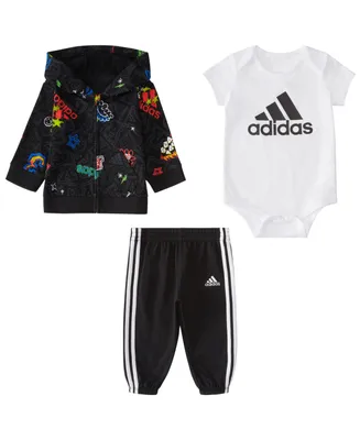 adidas Baby Boys Jacket, Bodysuit and Joggers, 3 Piece Set