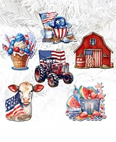 Designocracy Holiday Wooden Clip-On Ornaments American Farmhouse Set of 6 G. DeBrekht