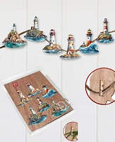 Designocracy Holiday Wooden Clip-On Ornaments Lighthouse Set of 6 G. DeBrekht