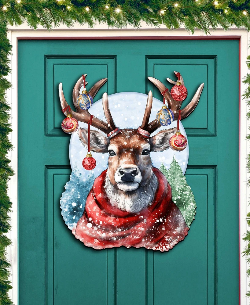 Designocracy Christmas Mood Christmas Door Decor Wooden Wall Decor G. DeBrekht
