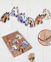 Designocracy Holiday Wooden Clip-On Ornaments Horses Set of 6 G. DeBrekht