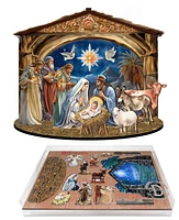 Designocracy The Birth of Jesus Christmas Nativity Scene Village 7" Table Decor G. DeBrekht