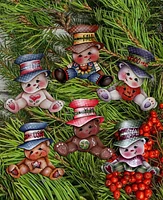 Designocracy Big Hat Brigade Christmas Wooden Clip-On Ornaments Set of 6 J. Mills-Price